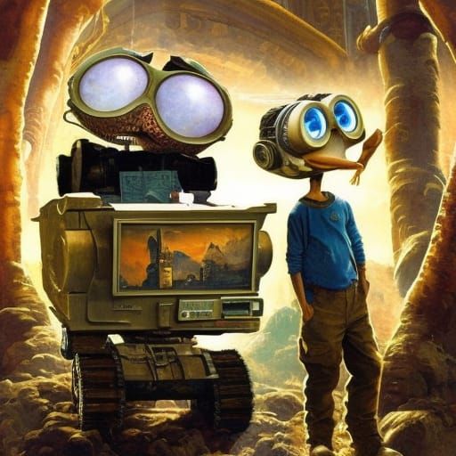 Mr. Bean as WALL-E in Jumanji: Impasto Painting