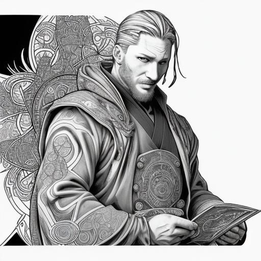 Tom Hardy as Anime Ronin in Coloring Book Style