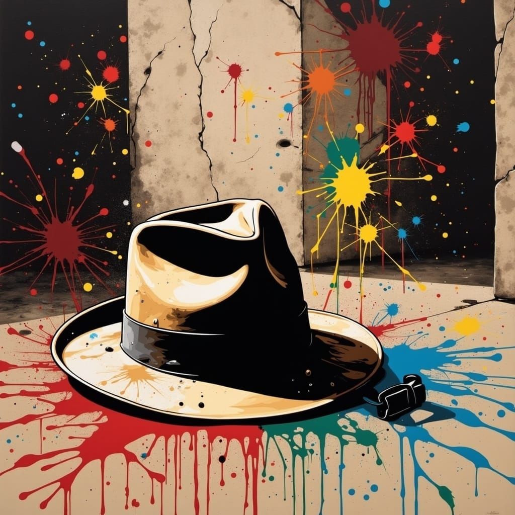 Indiana Jones Fedora with Banksy-Style Graffiti