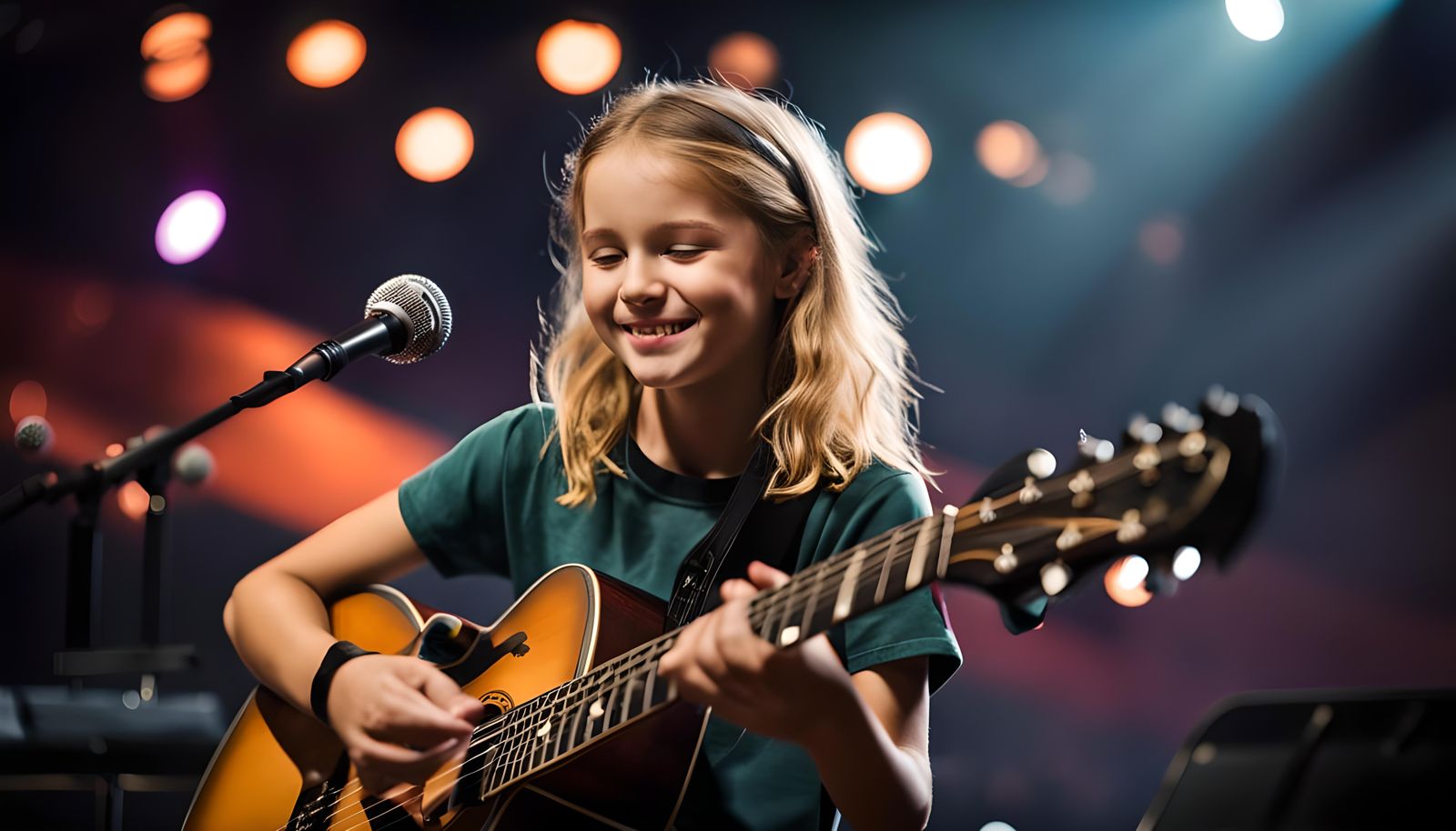Girl Playing Guitar on Stage