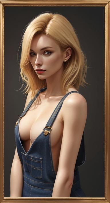 Woman with Overalls, Shirtless