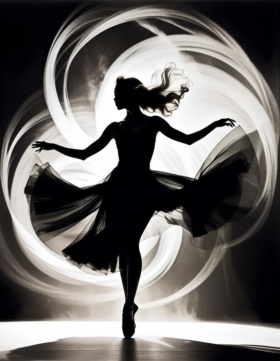 Silhouette of Dancer in Photogram Style