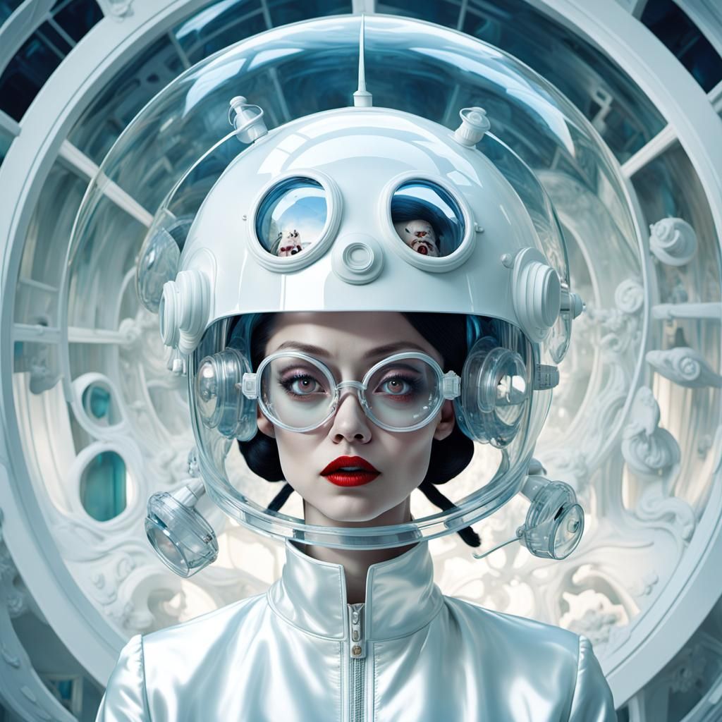 Nurse in Sci-Fi Ship, Surrealist Art Style