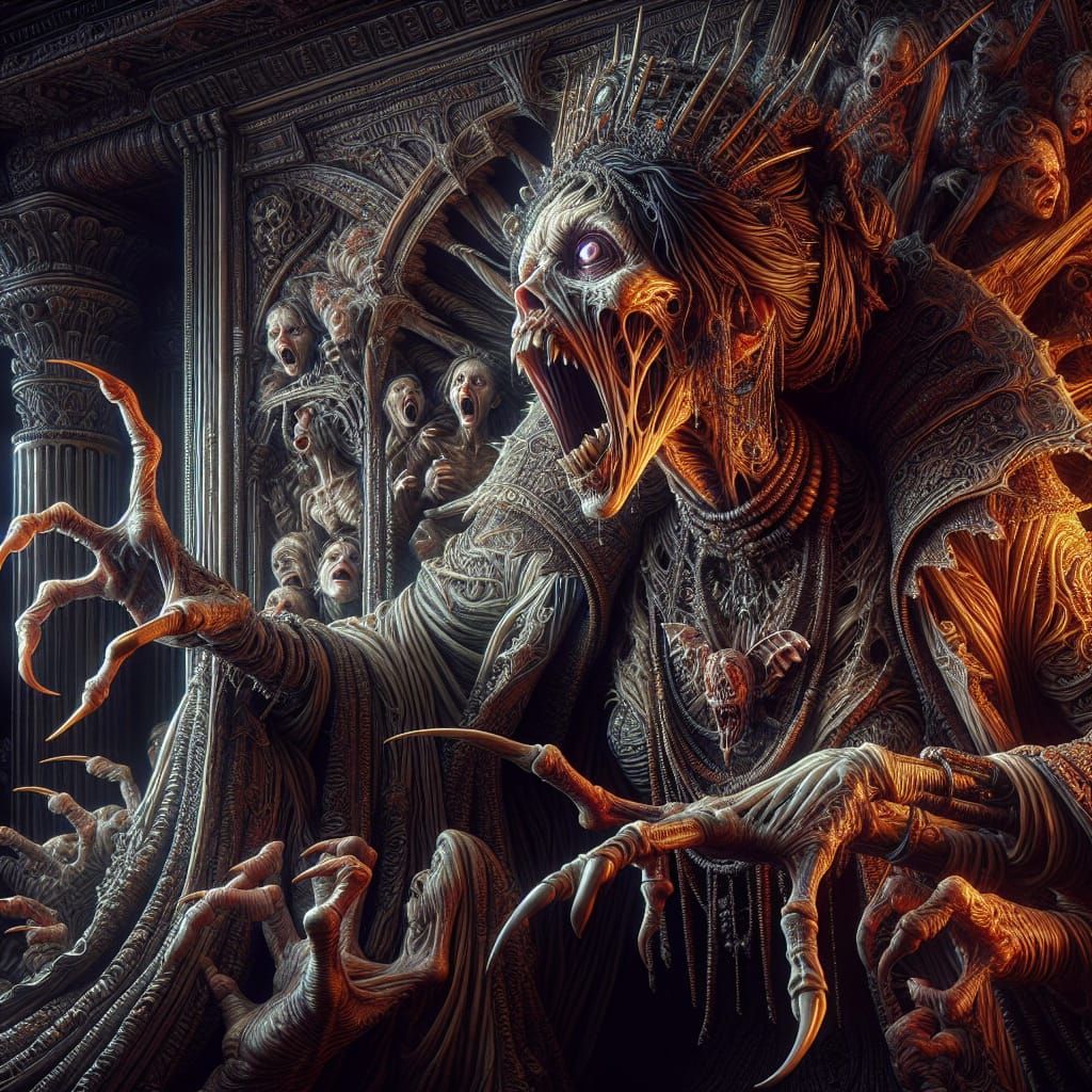 Biopunk Xenomorph Woman in Gothic Horror Art