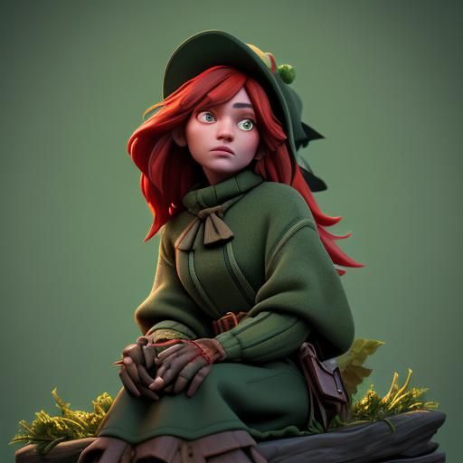 Female Scarecrow Contemplates in Digital Matte Painting