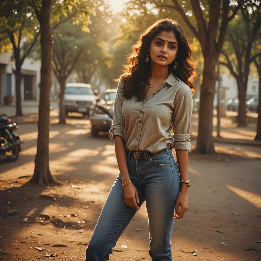 Bollywood-Inspired Portrait of an Indian Girl in Jeans