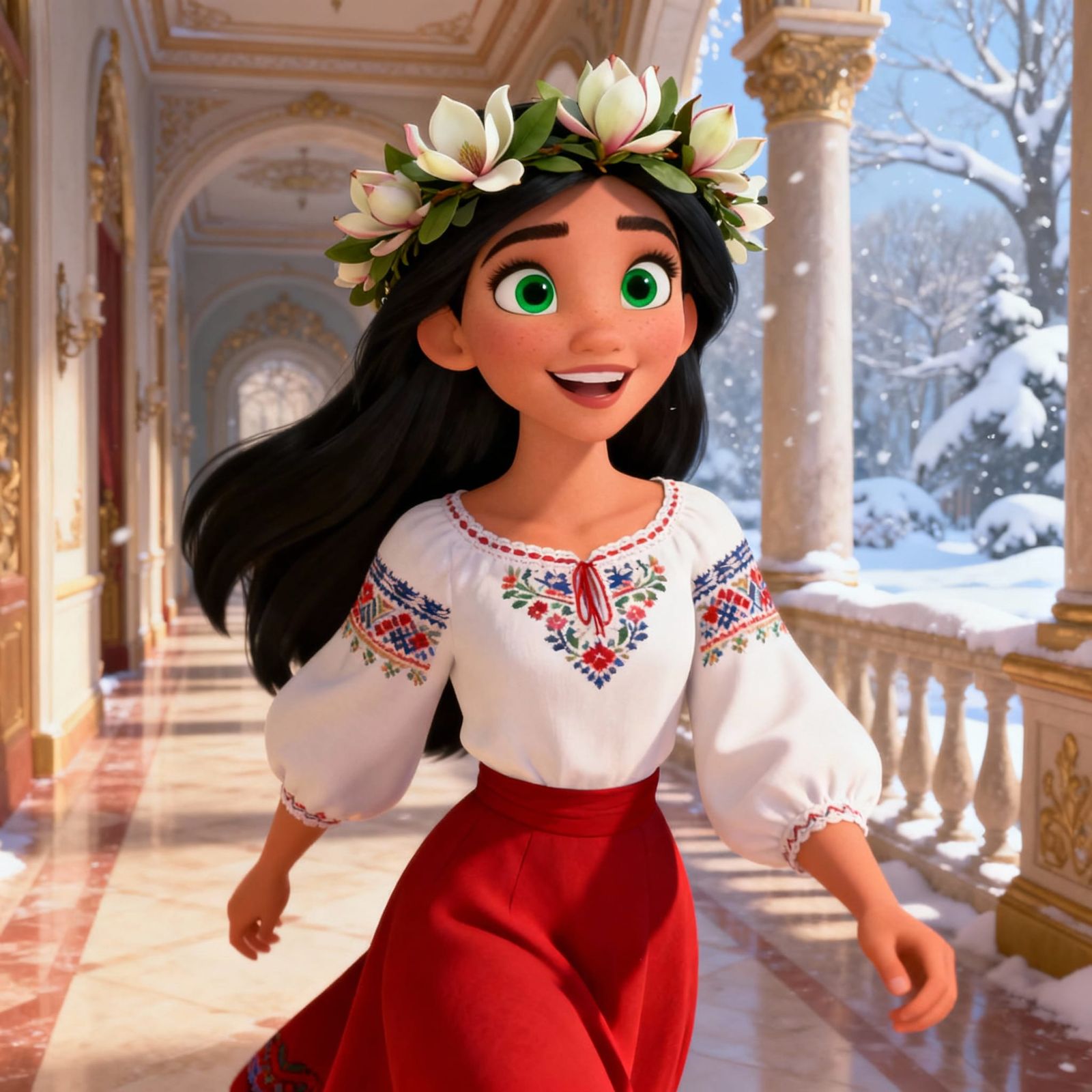 Young American Queen in Disney 3D Cartoon Style