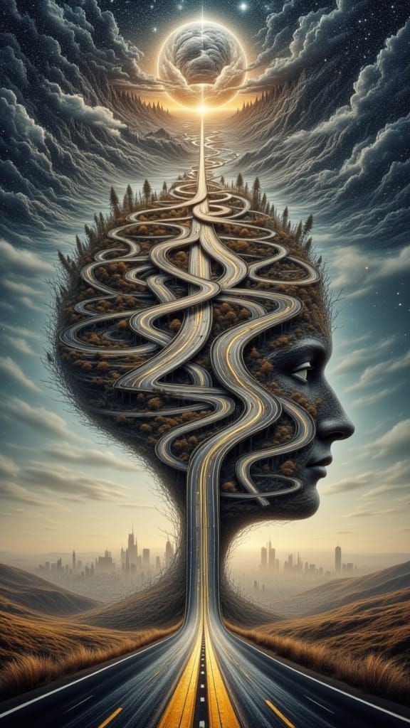 Surreal Man on Road to Freedom