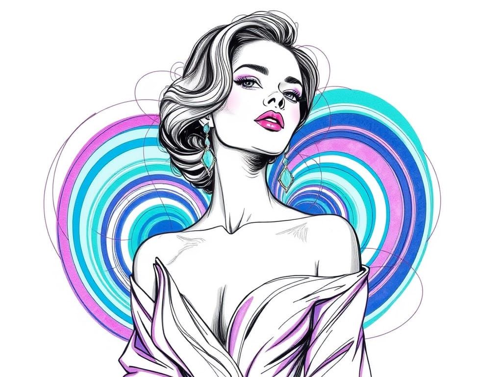 Elegant Woman Portrait in Abstract Trippy Style