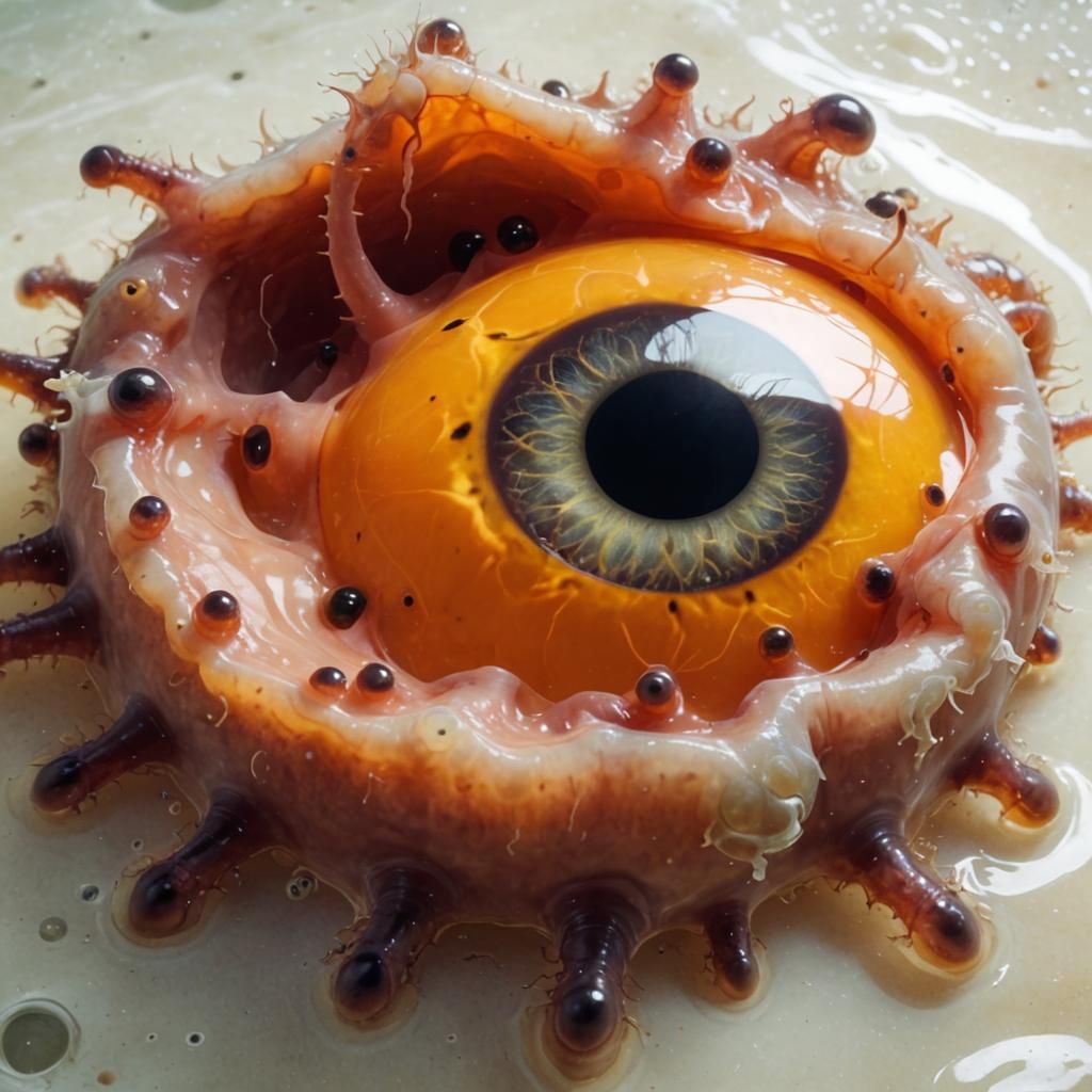 Eye-Like Sphere in Orange Gelatinous Substance