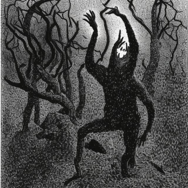 Forest monster emerging from a bog