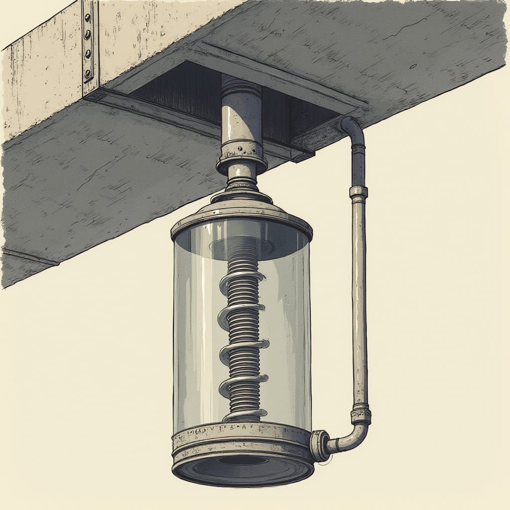 Spring Can Hanger System in Technical Illustration Style