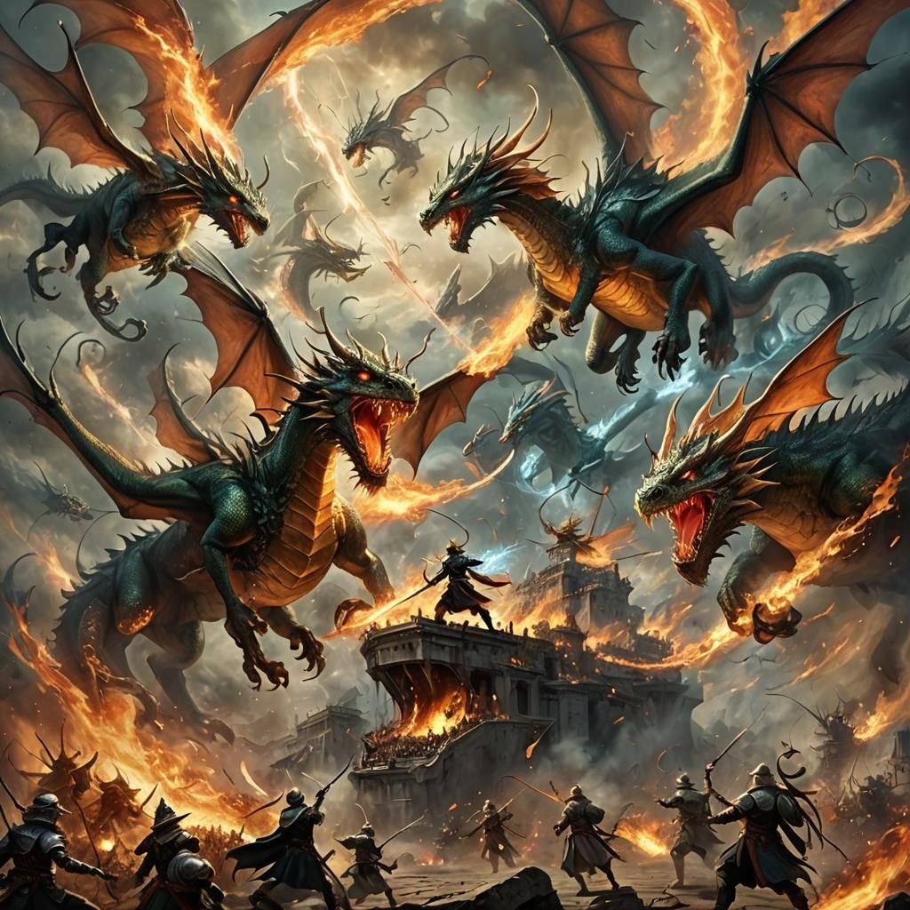 Epic Aerial Battle: Fairies and Dragons in Fantasycore Style