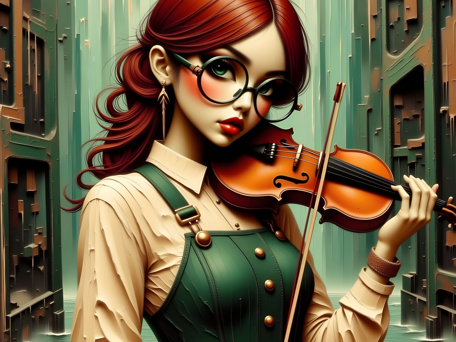 Norse Goddess in Overalls, Impasto Style