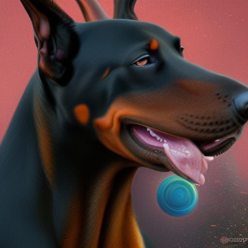 Mystical Doberman Portrait in Detailed Digital Art