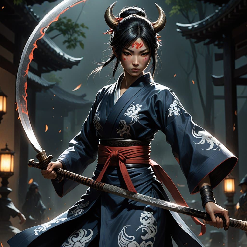 Assassin Beastling Dancer Wields Scythe in Yukata