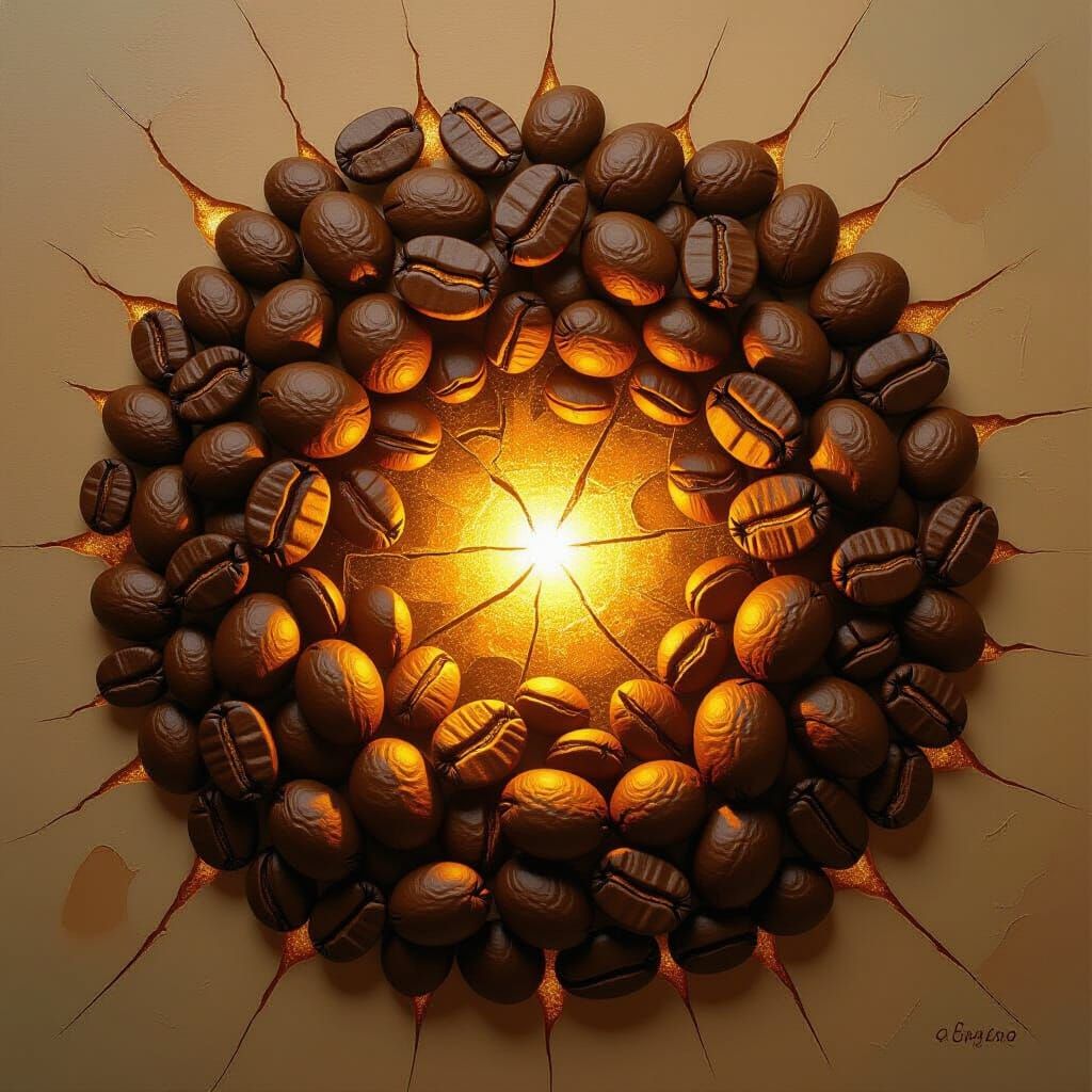 Coffee Bean Art: Light Emanates From Broken Fragments