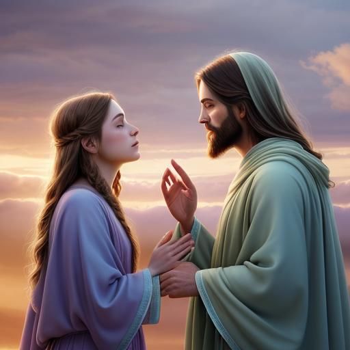 Heavenly Greeting: Women and Christ in Golden Light