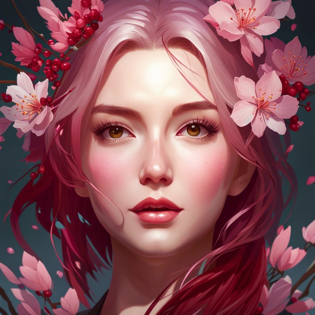 pretty girl cherry blossoms, with credit to Sakurasan