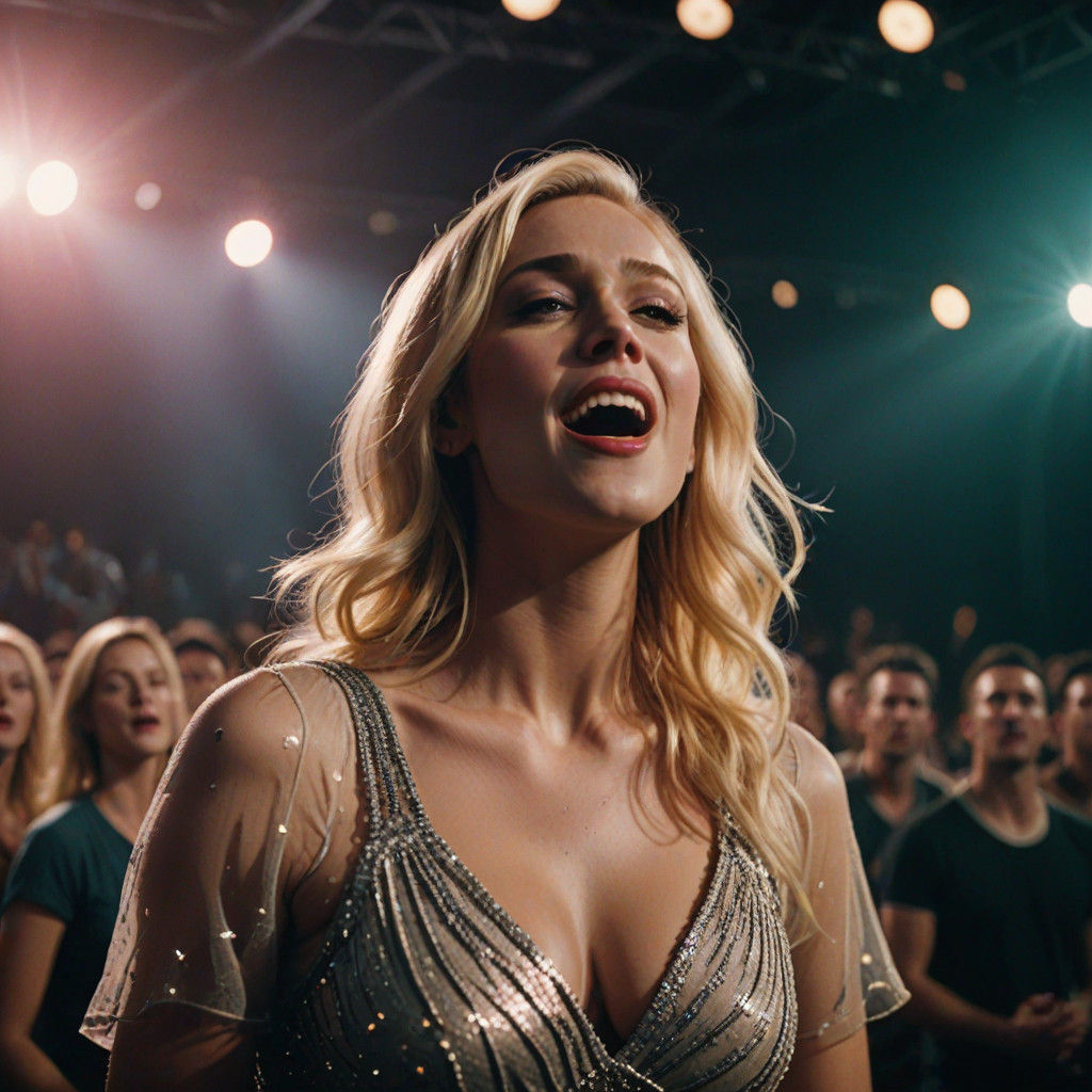 Stunning Blonde Sings Ballad in Cinematic Film Style