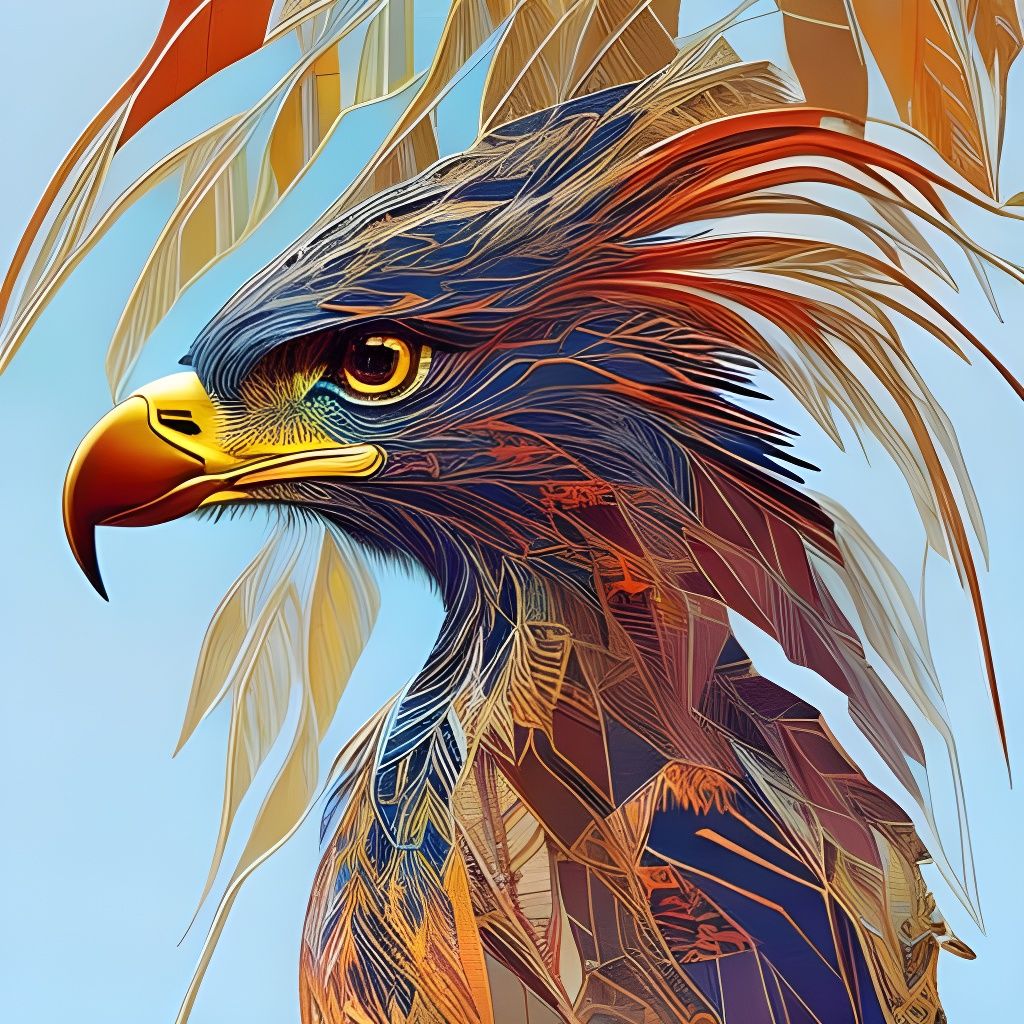 Great Eagle Portrait in Digital Painting Style