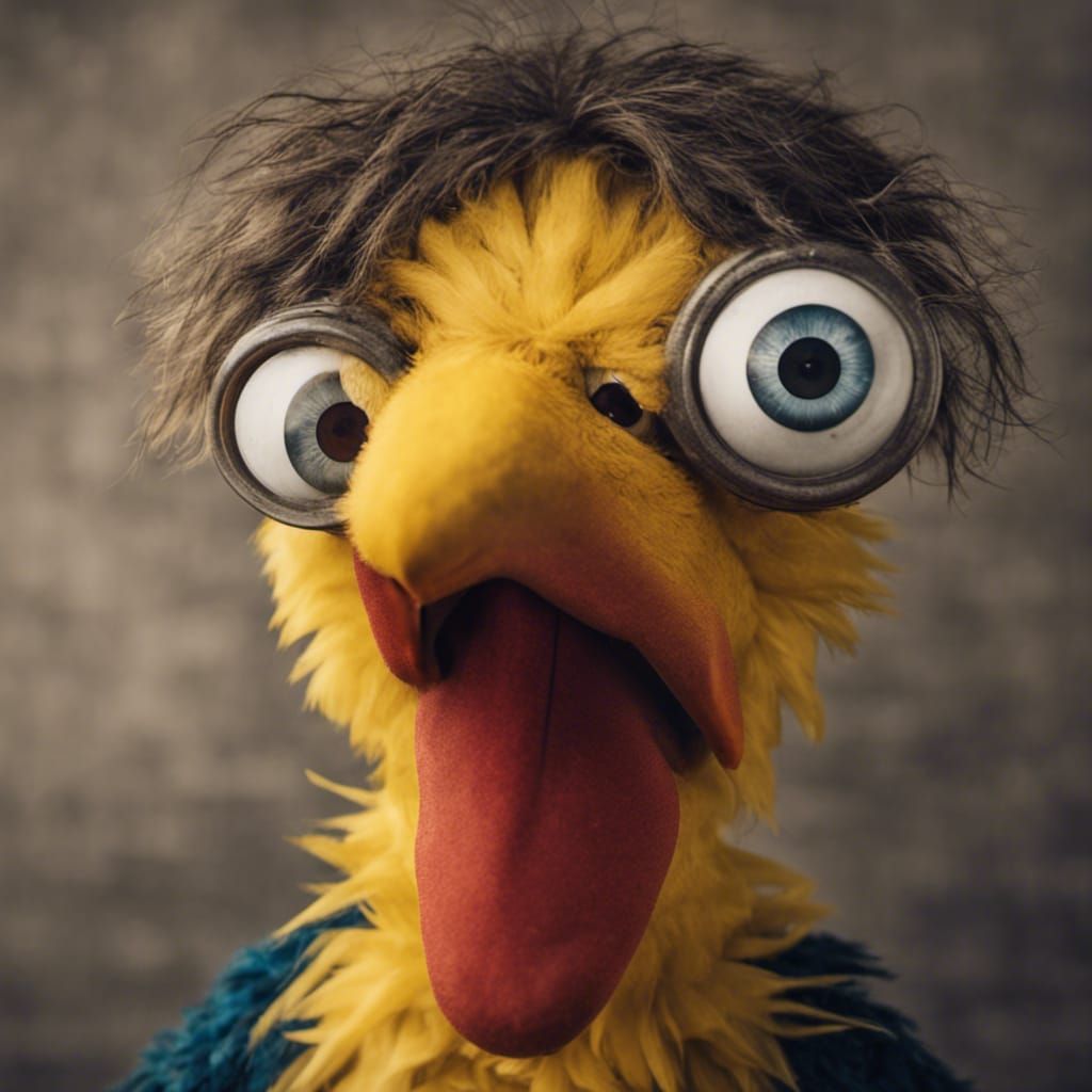Big Bird Mugshot Portrait in Street Photography Style