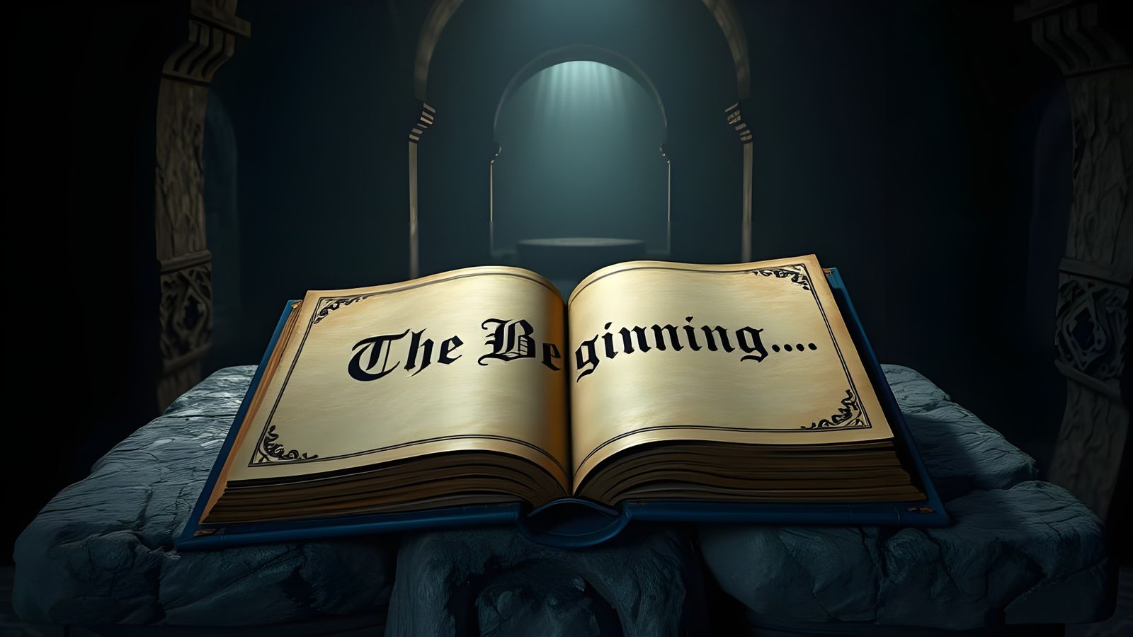 Medieval Crypt with Ancient Leather-Bound Tome in Cinematic ...