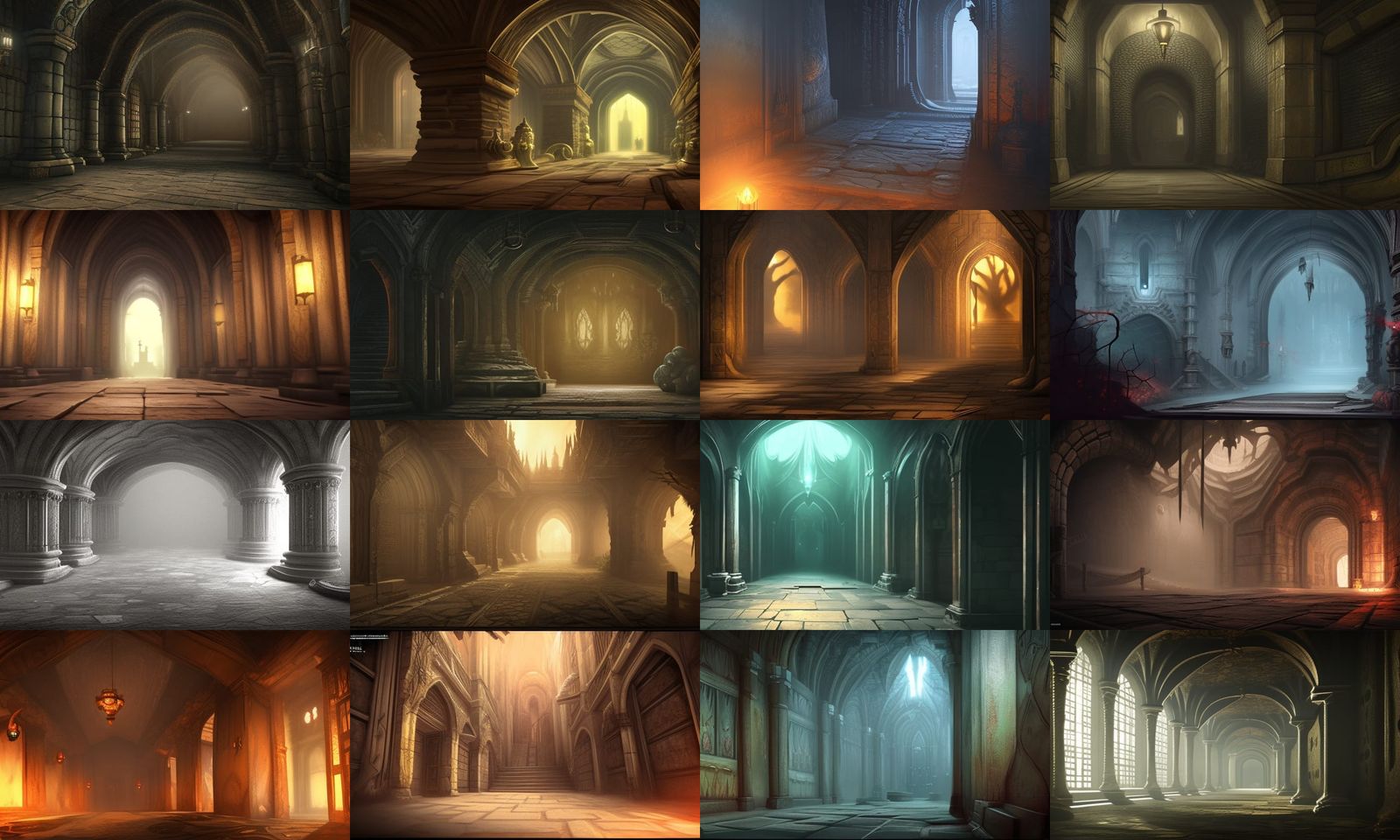 Menacing Dark Stone Dungeon Corridor in Anime Style