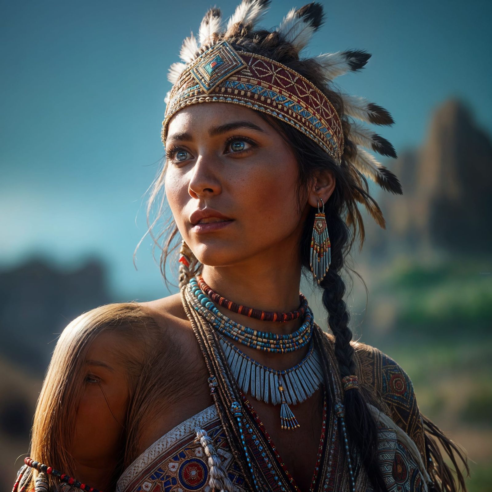 Ethereal Hopi Goddess in Triadic Splendor