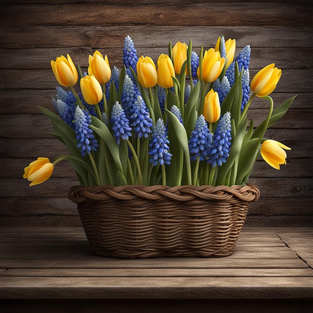 Woven Basket Overflowing with Spring Blooms