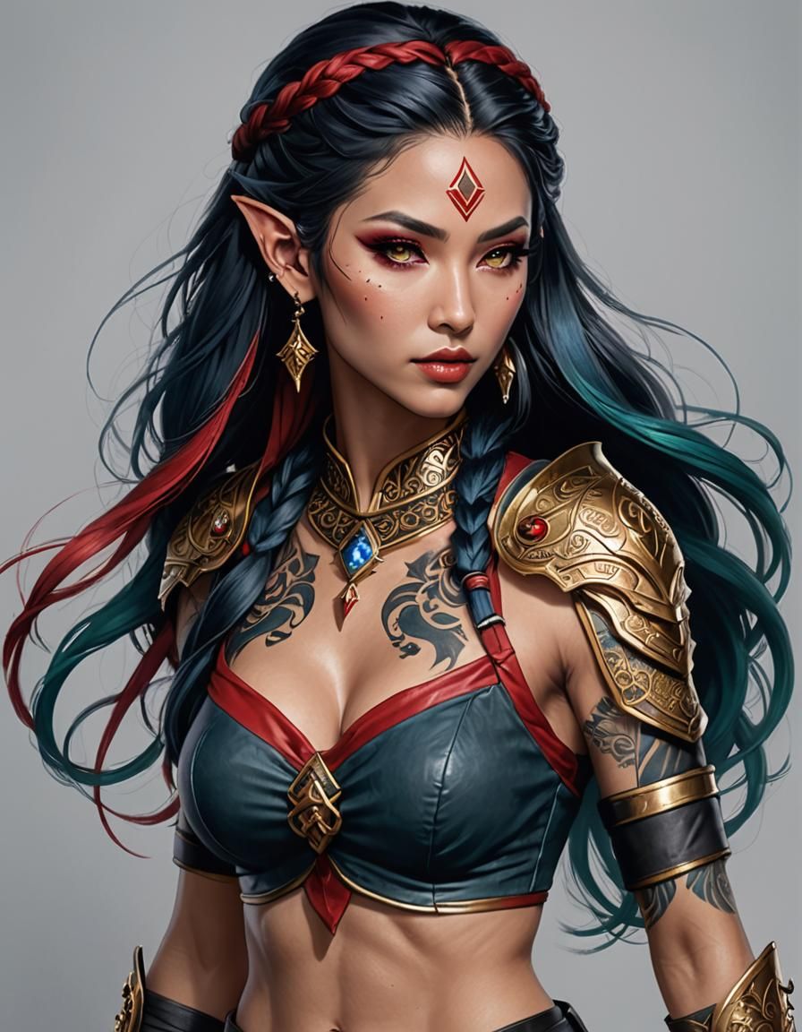 Asian elf warrior woman.