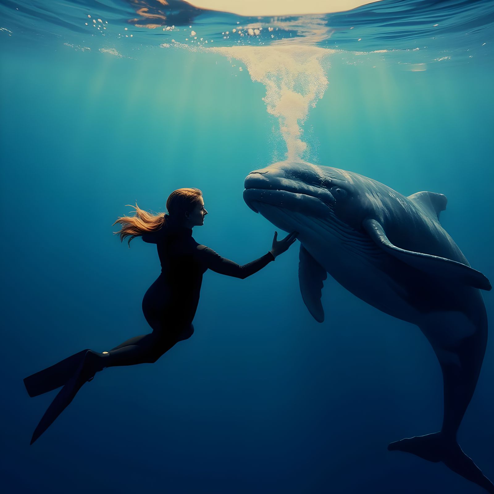 Underwater Encounter: Diver and Whale Connection