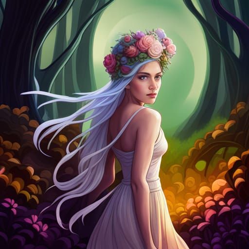 Elegant Fae Fairy Portrait in Enchanted Woodland
