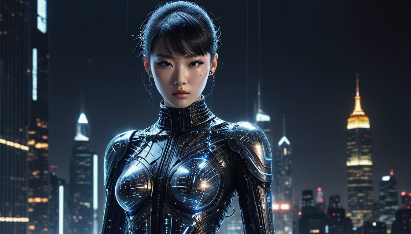 Cybernetic K-Pop Idol in Data-Woven Fashion