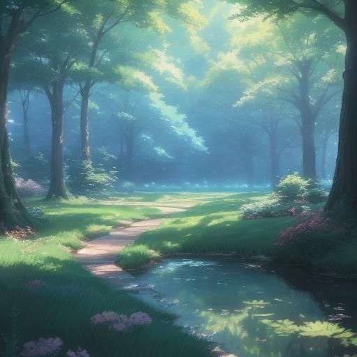 Peaceful Anime Landscape by Makoto Shinkai