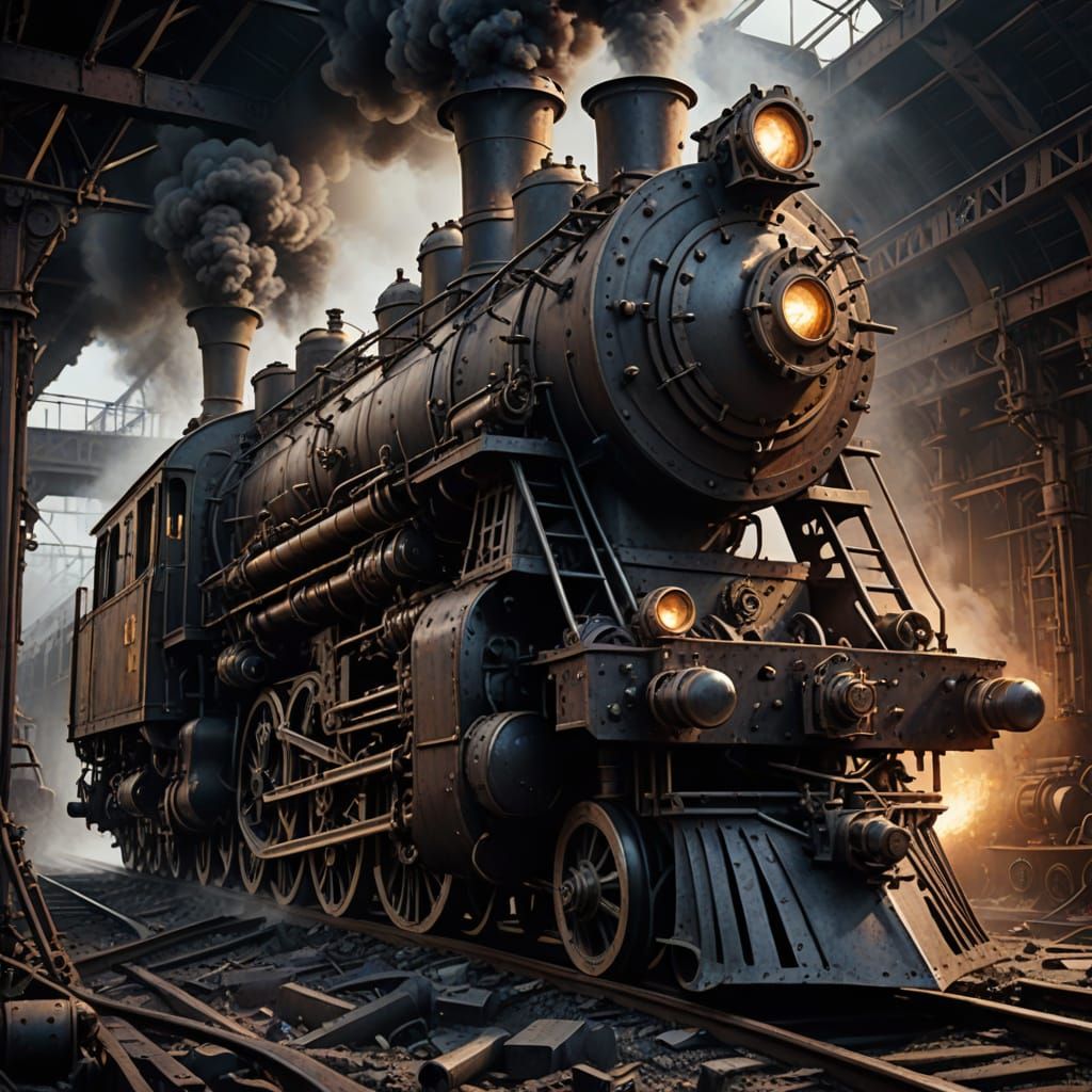 Steampunk Train Assembled From Discarded Parts