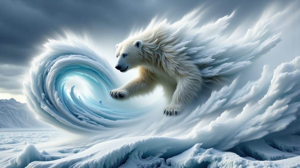 Ethereal Polar Bear Dominates Arctic Landscape
