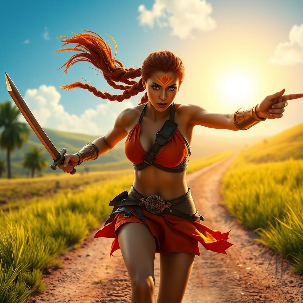 Tropical Warrior Woman in Motion