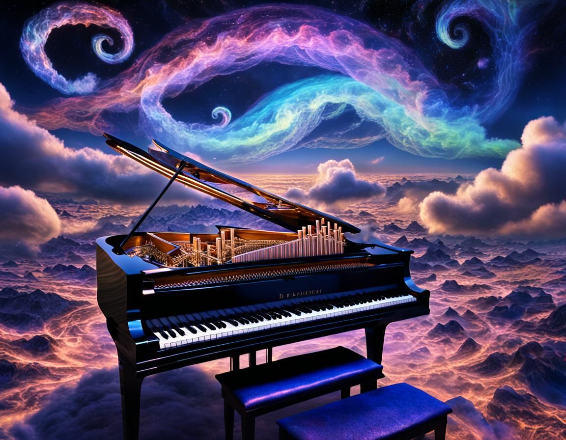 Celestial Instruments in Surreal Fauvist Expressionism