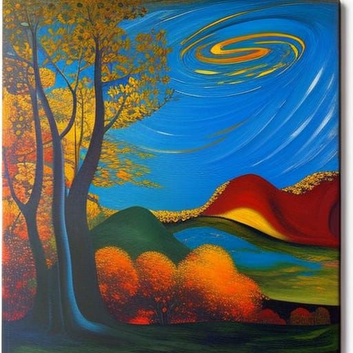 Expressionistic Landscape in Triadic Fractal Colors