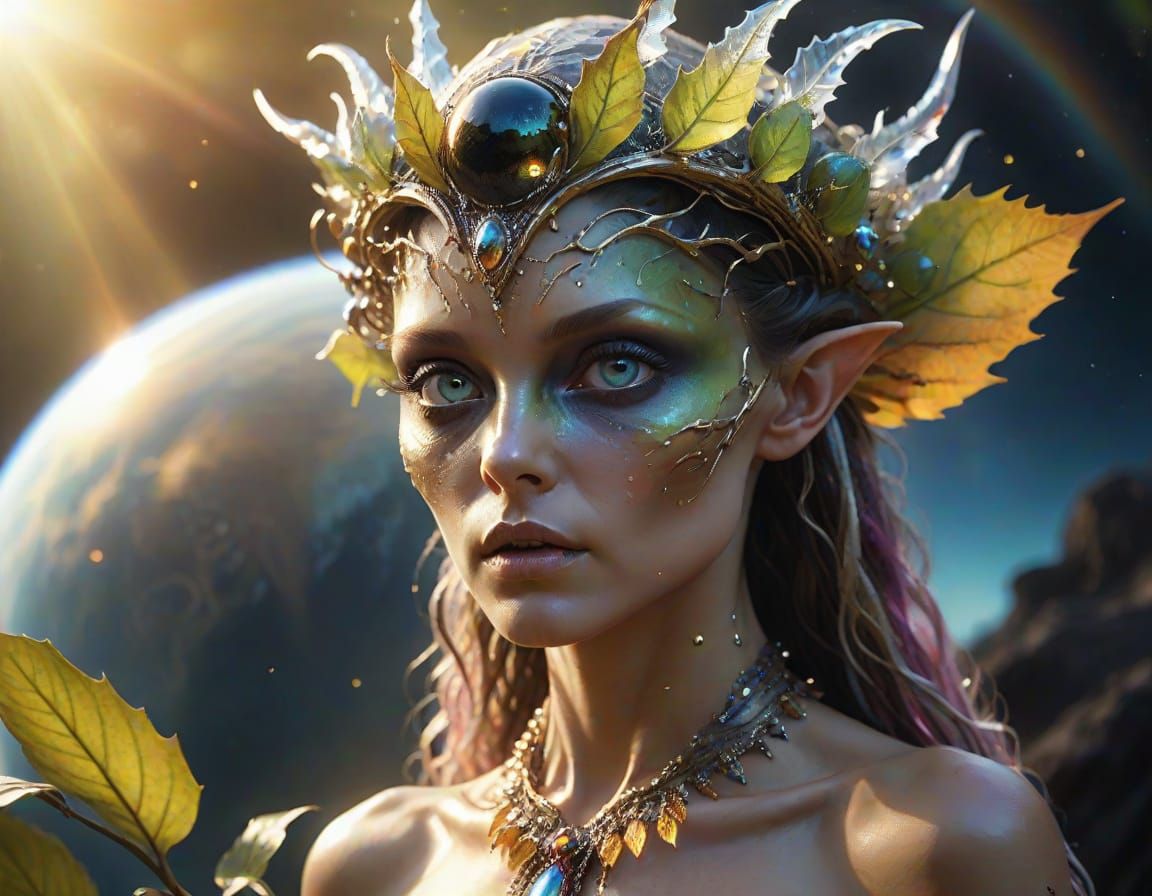 Crystal Alien Portrait in Fantasy Style