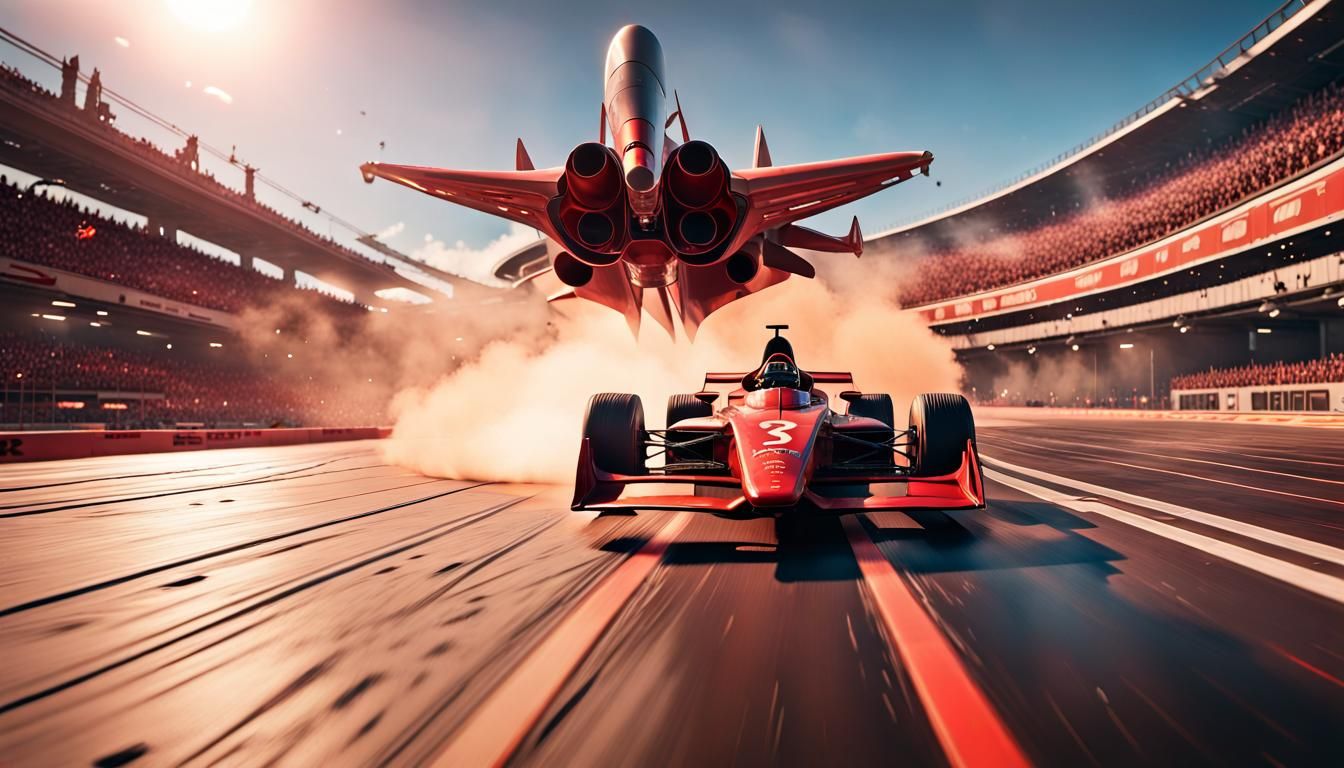 Futuristic F1 Racer in Cyberpunk Space Arena