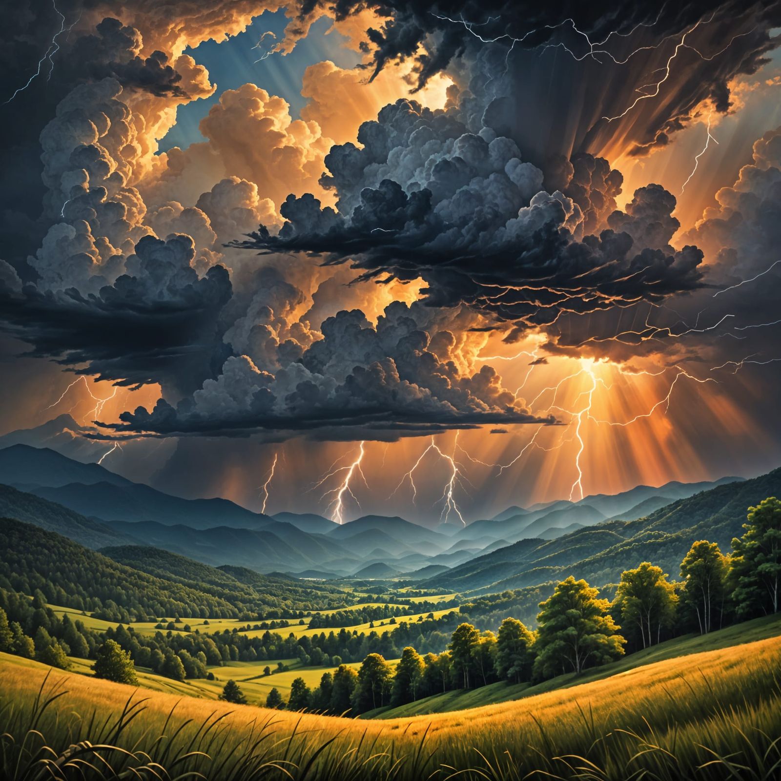 Golden Hour Storm Over Great Smoky Mountains