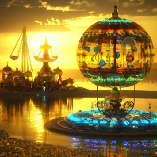 Glowing Crystal Circus Sunset: Detailed Concept Art