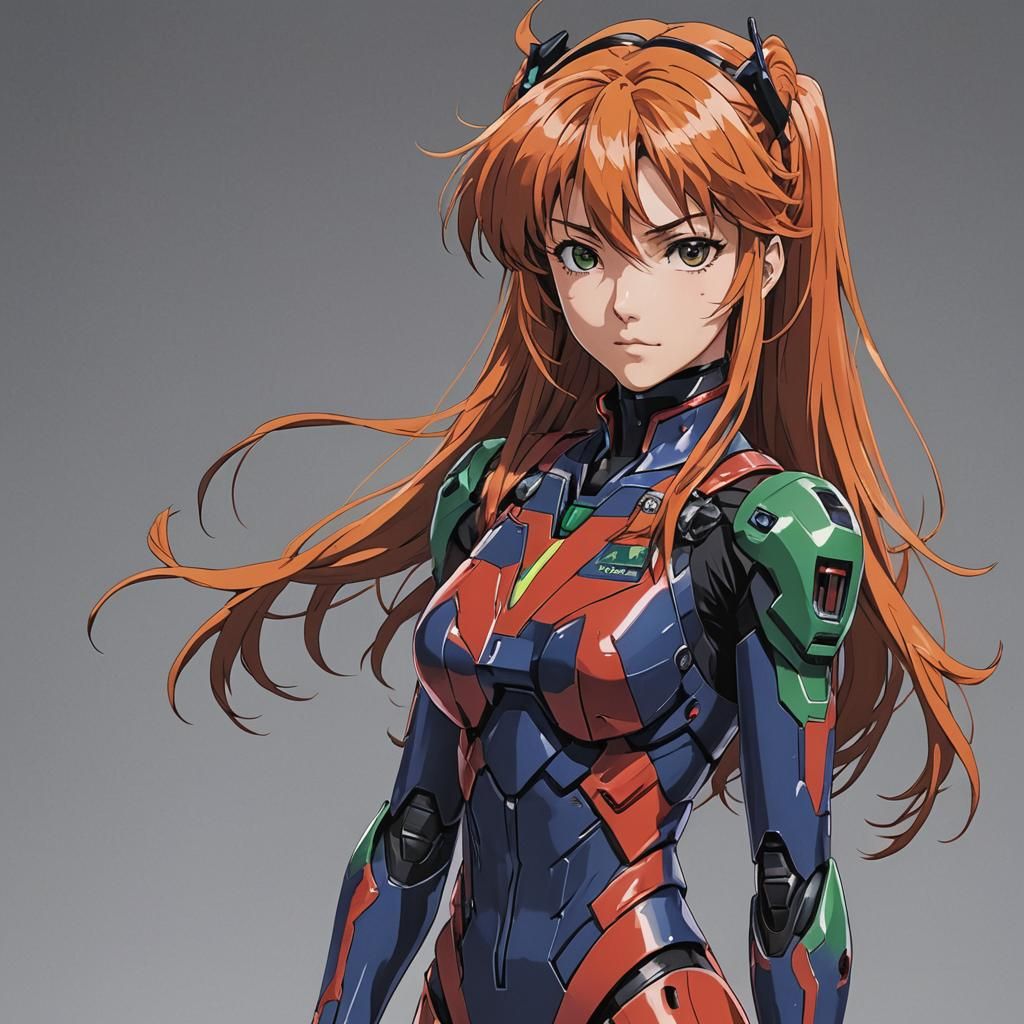 Asuka Langley Soryu Portrait in Dynamic Anime Style