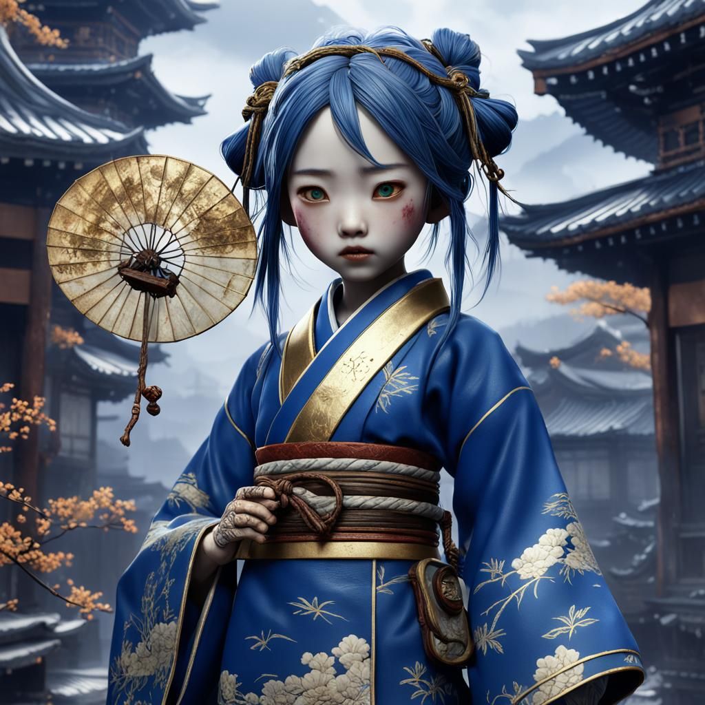 Kintsugi Doll in Post-Apocalyptic Sunrise