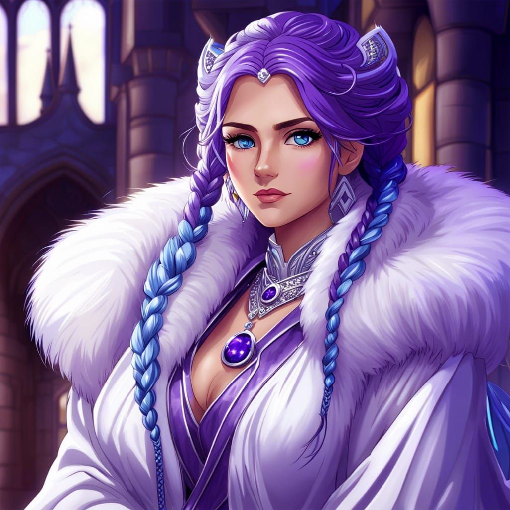 Anime Woman with Braids and Crystal Eyes