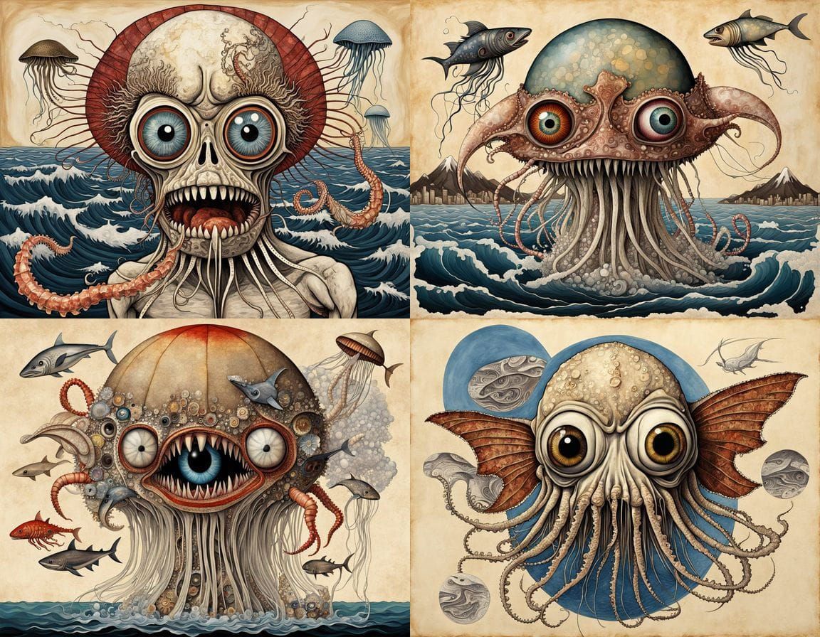 Winged Mutant Seafood Collage in Japanese Style