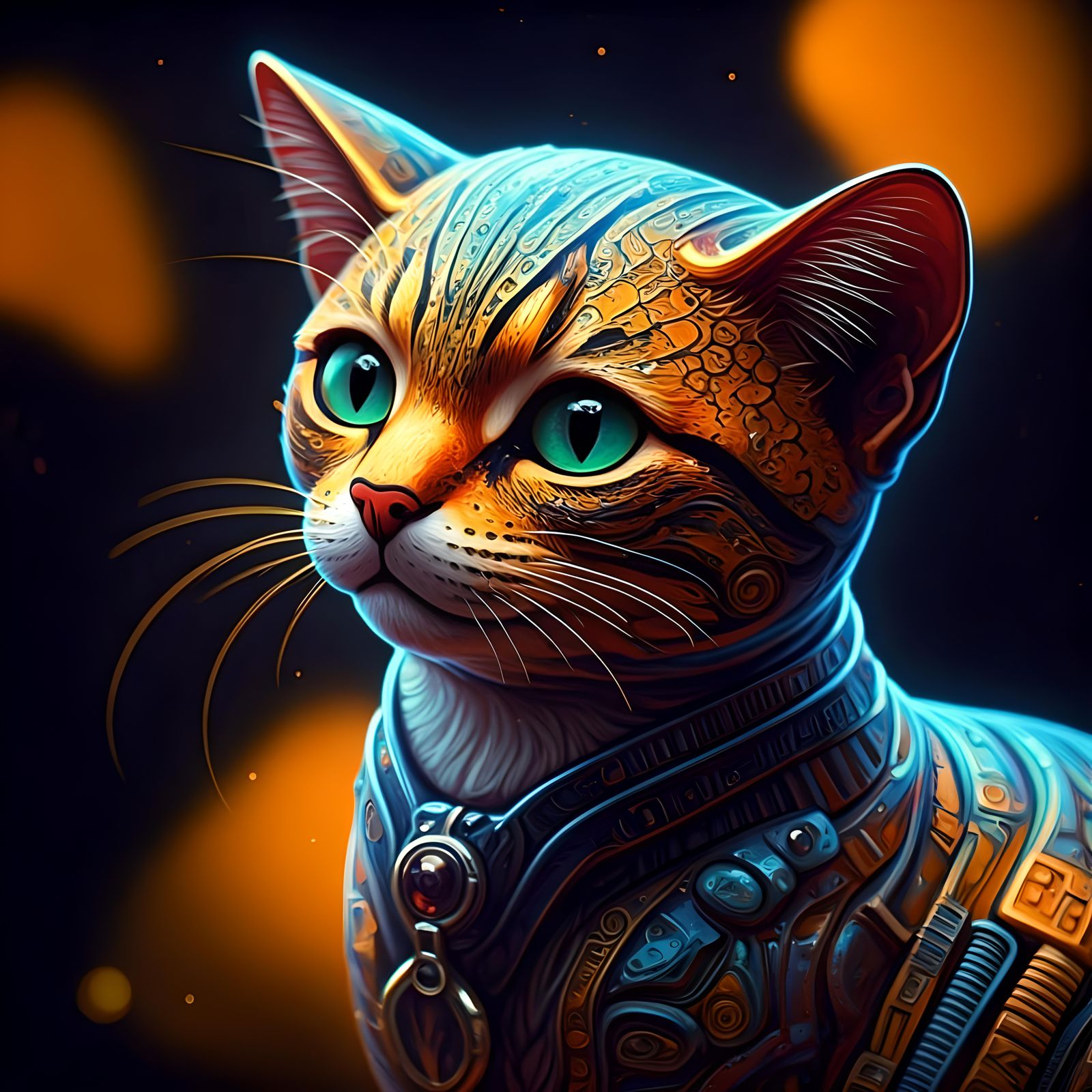 Hyperrealistic Enamel Glass Cat Figurine in Splash Art Style