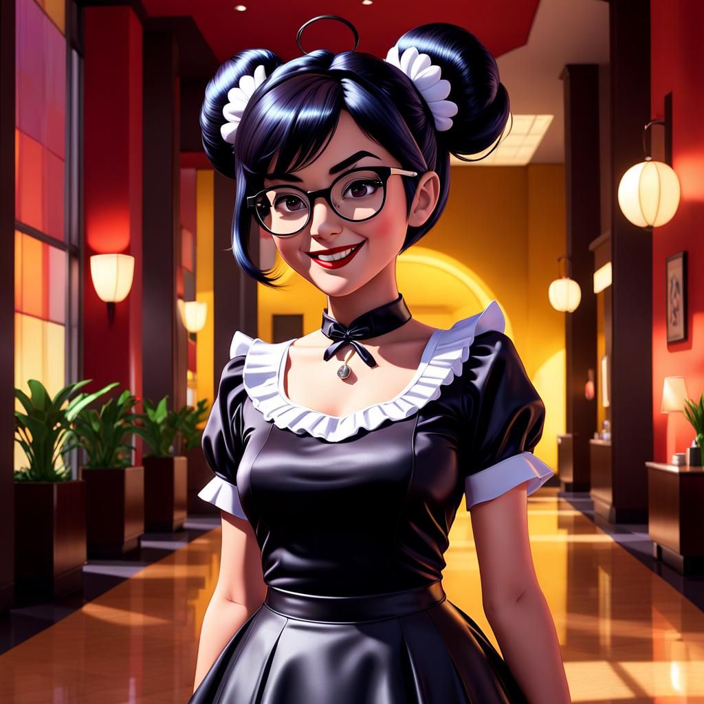 Glamorous French Maid in Pixar-Inspired 3D Art
